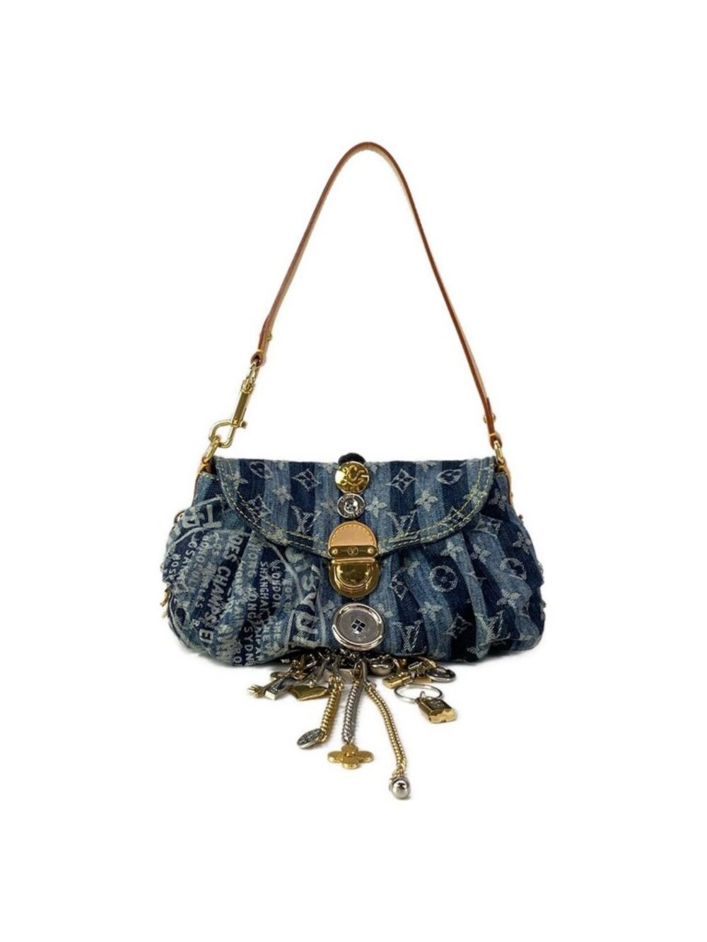 Louis Vuitton Handbag Monogram Denim Mini Pleaty Raye Customized Blue